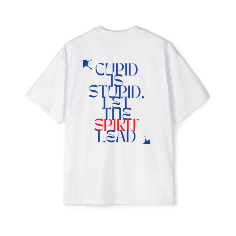 Let the spirit lead - Men's Heavy Oversized Tee - White- back view