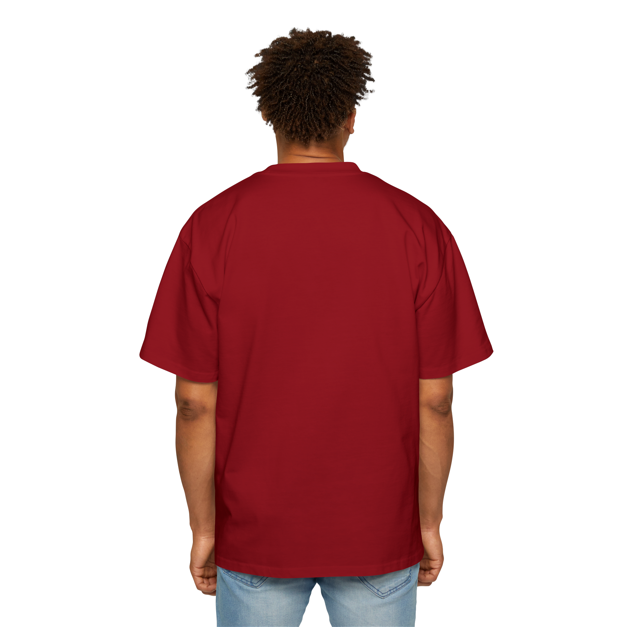 Cupid is Stupid - Men's Heavy Oversized Tee - Red - person back