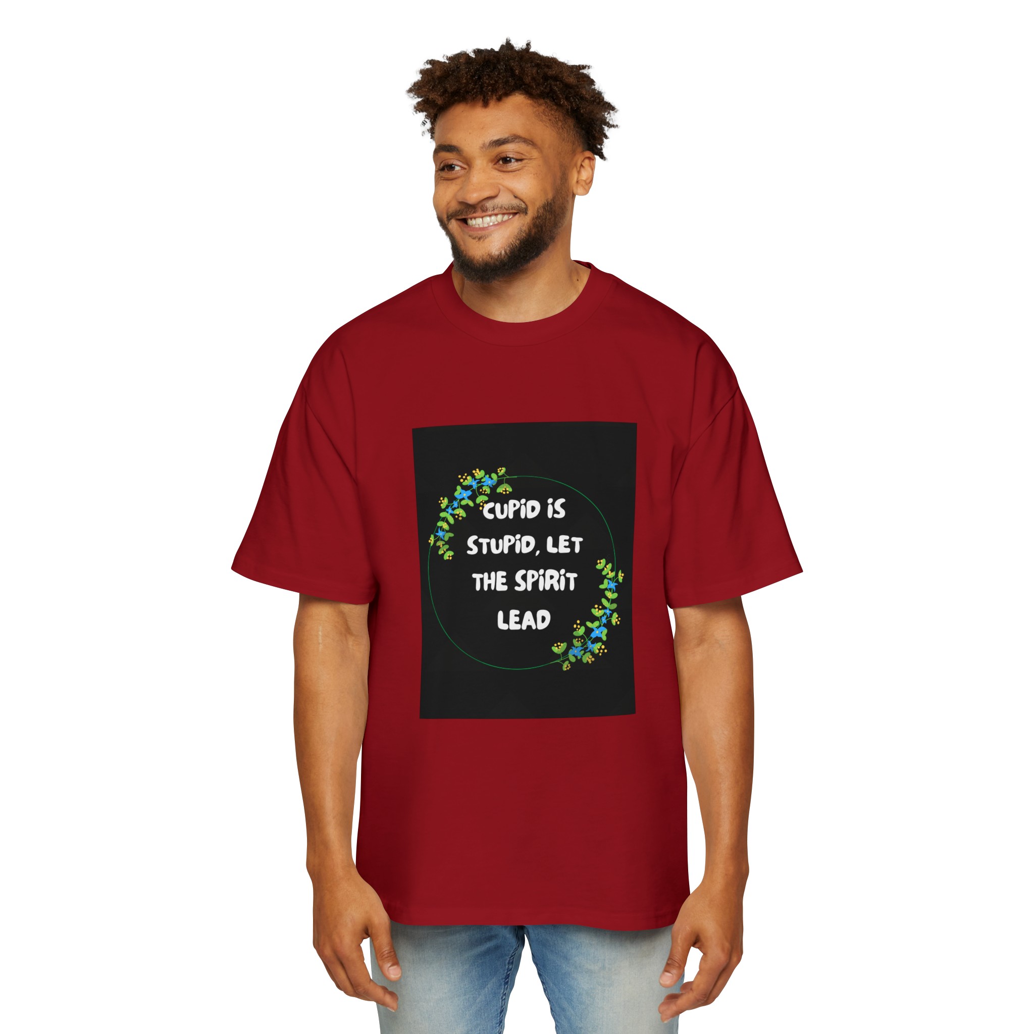 Cupid is Stupid - Men's Heavy Oversized Tee - Red