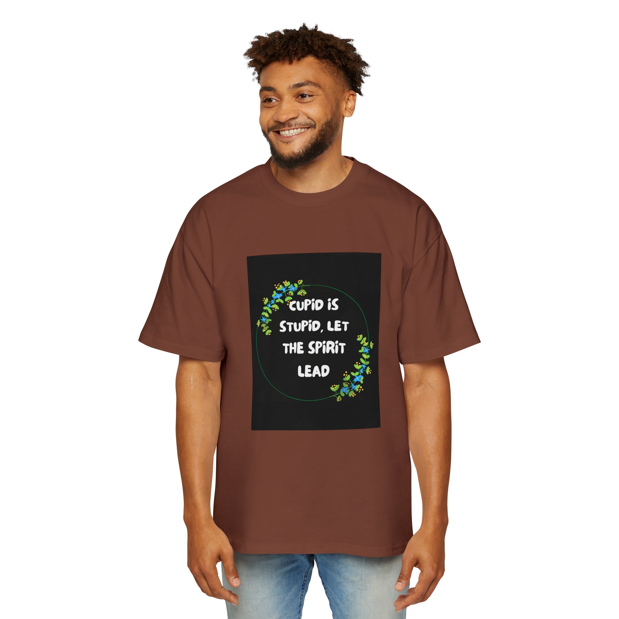 Cupid is Stupid - Men's Heavy Oversized Tee - Clay- Person front