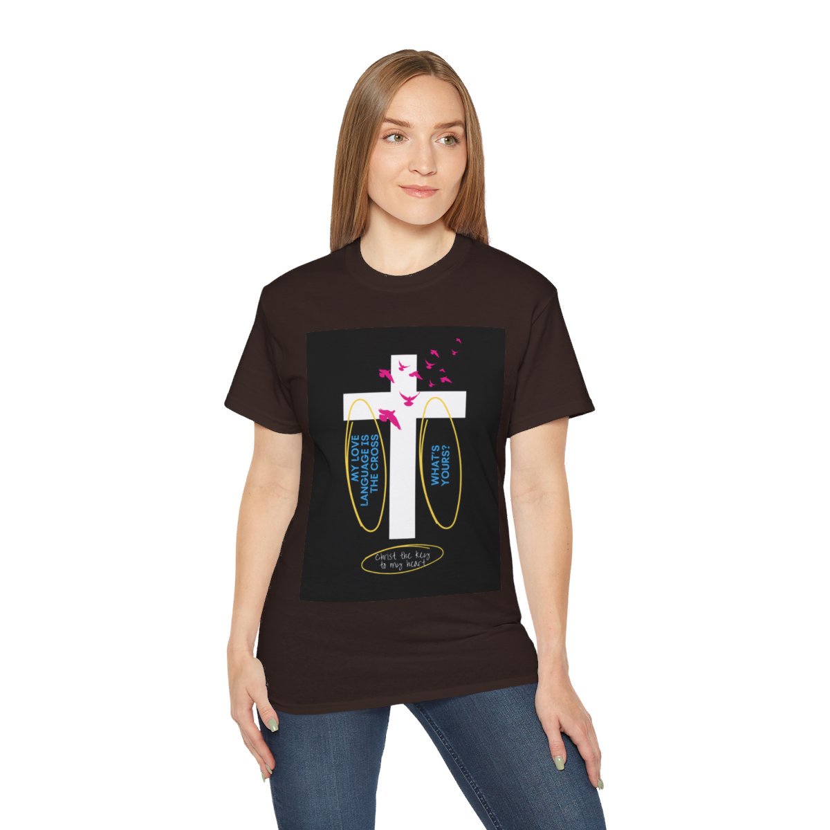 My love language is the cross - Unisex Ultra Cotton Tee - Dark Chocolate 5
