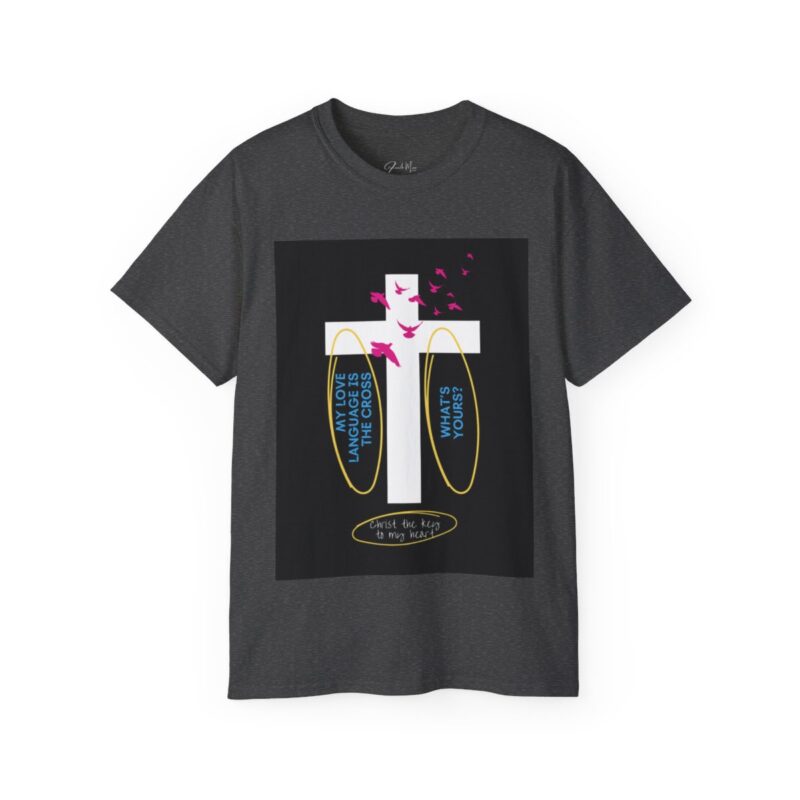 My love language is the cross - Unisex Ultra Cotton Tee - Dark Heather 1