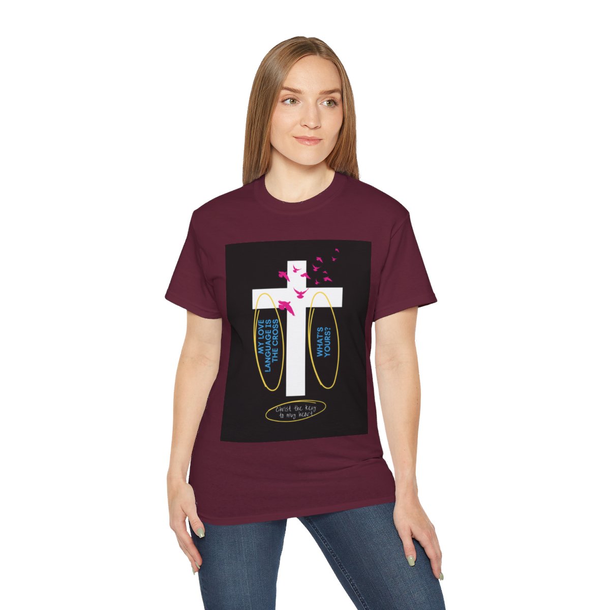 My love language is the cross - Unisex Ultra Cotton Tee - Maroon 5