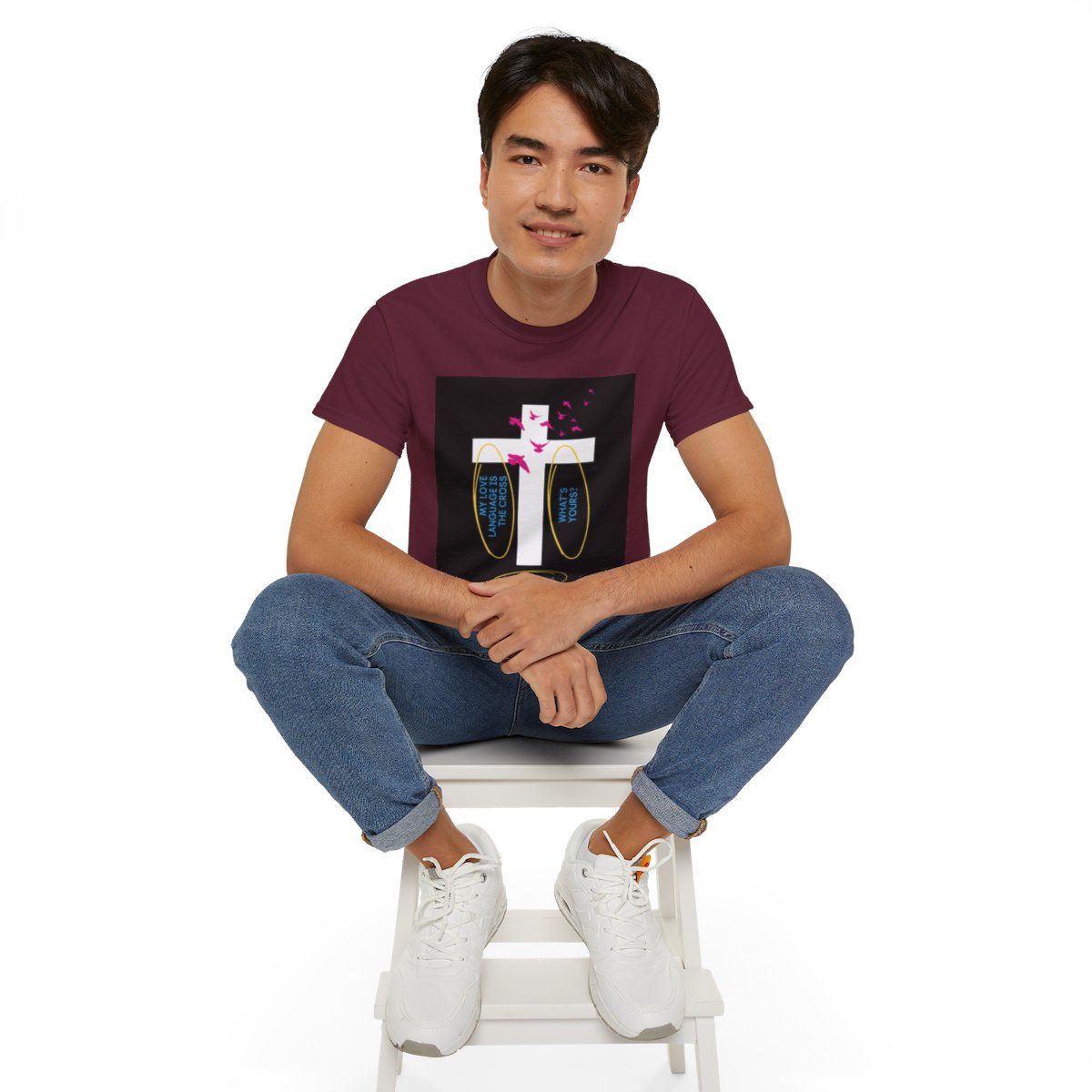 My love language is the cross - Unisex Ultra Cotton Tee - Maroon 9