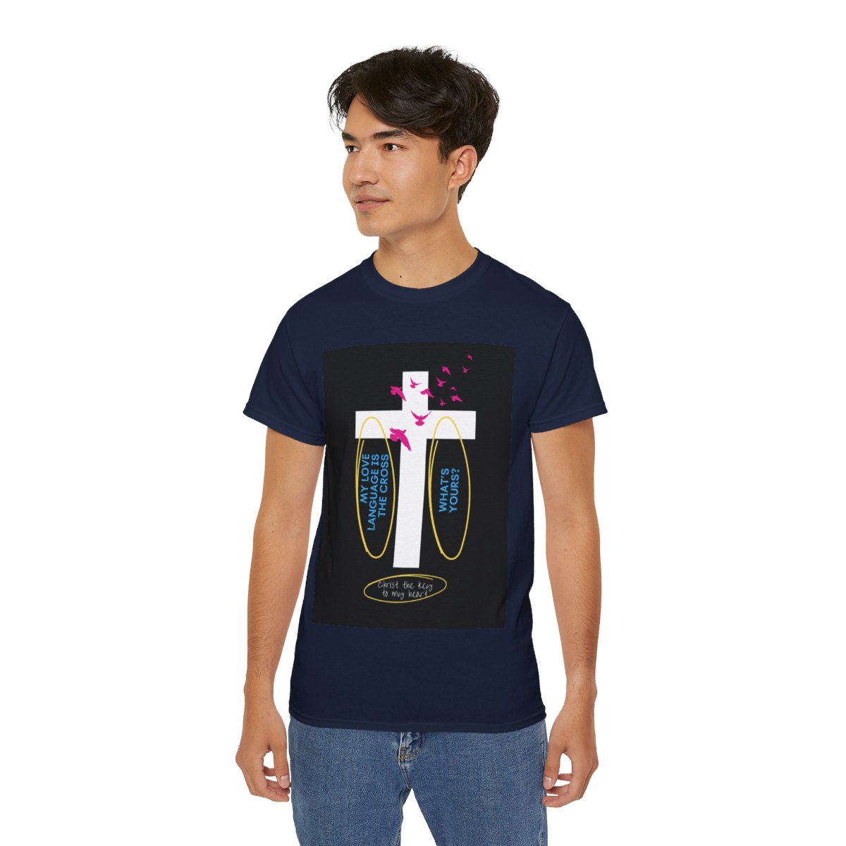 My love language is the cross - Unisex Ultra Cotton Tee - Navy 7