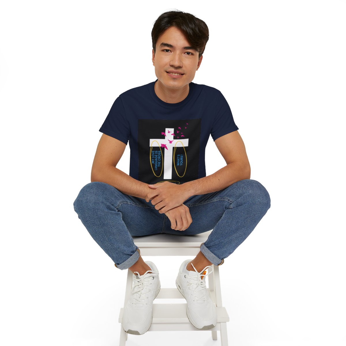 My love language is the cross - Unisex Ultra Cotton Tee - Navy 9