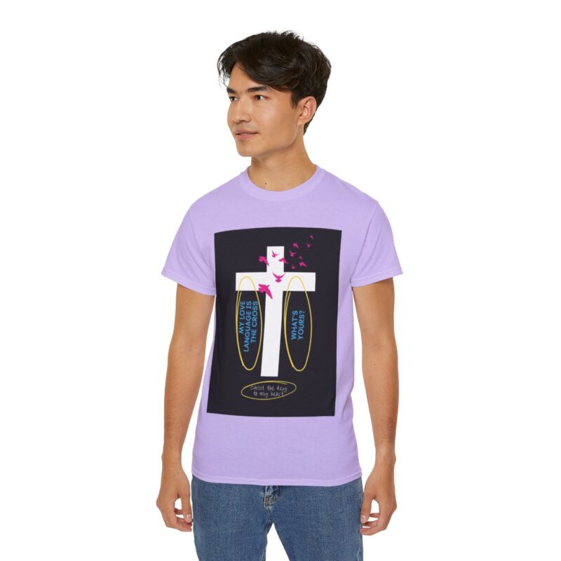 My love language is the cross - Unisex Ultra Cotton Tee - Orchid 7