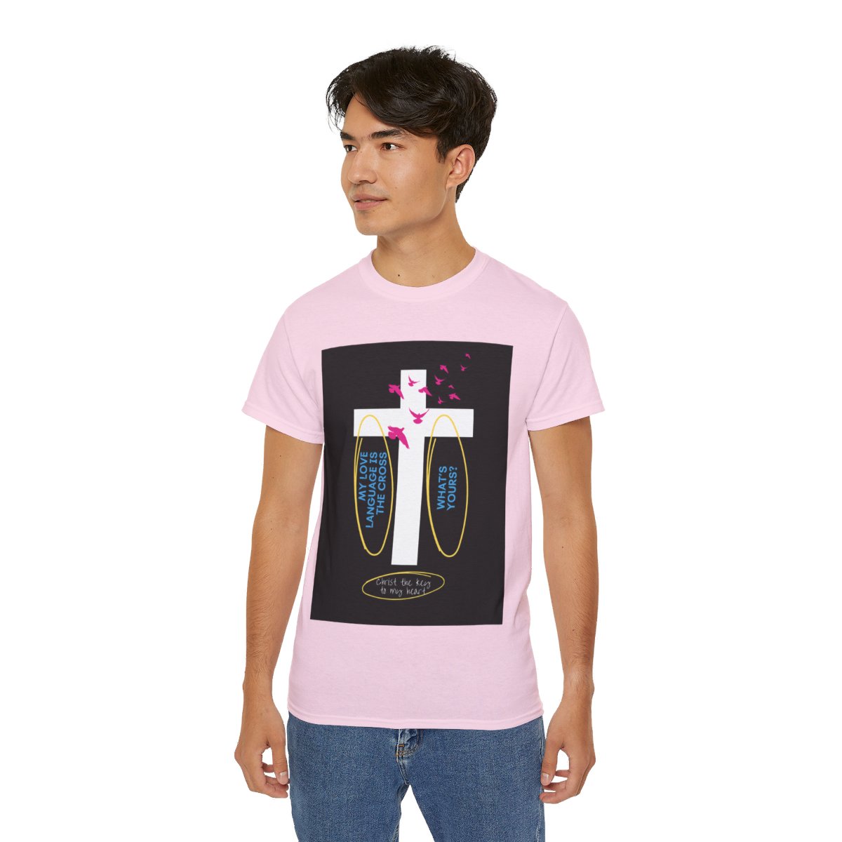 My love language is the cross - Unisex Ultra Cotton Tee - Pink 7