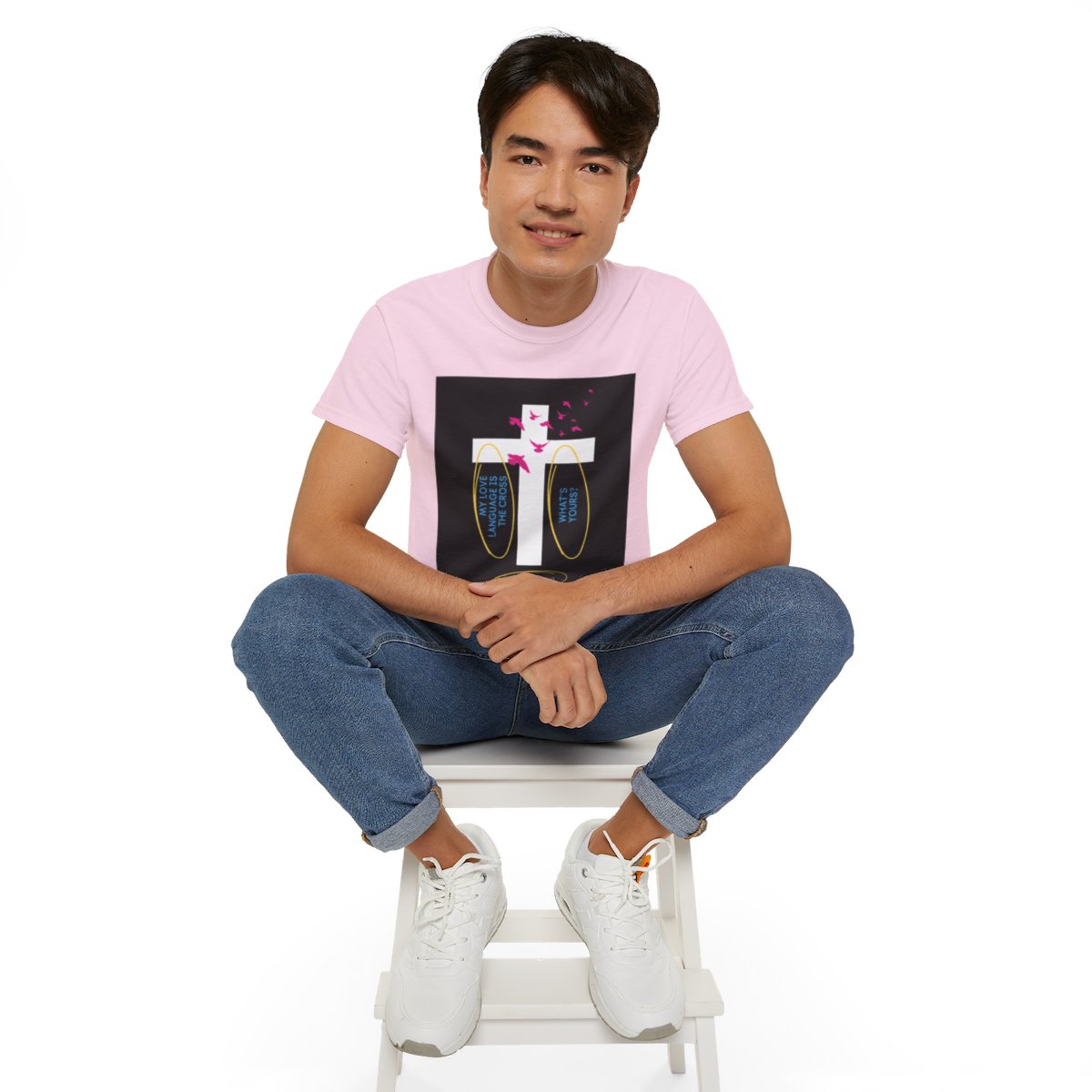 My love language is the cross - Unisex Ultra Cotton Tee - Pink 9