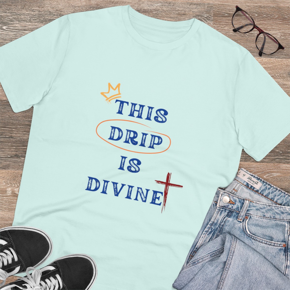 This Drip is Divine! - Organic 100% Cotton T-Shirt - Unisex - Caribbean Blue 3