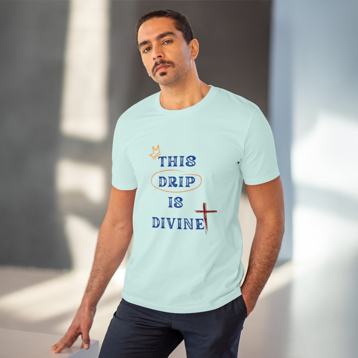 This Drip is Divine! - Organic 100% Cotton T-Shirt - Unisex - Caribbean Blue 5