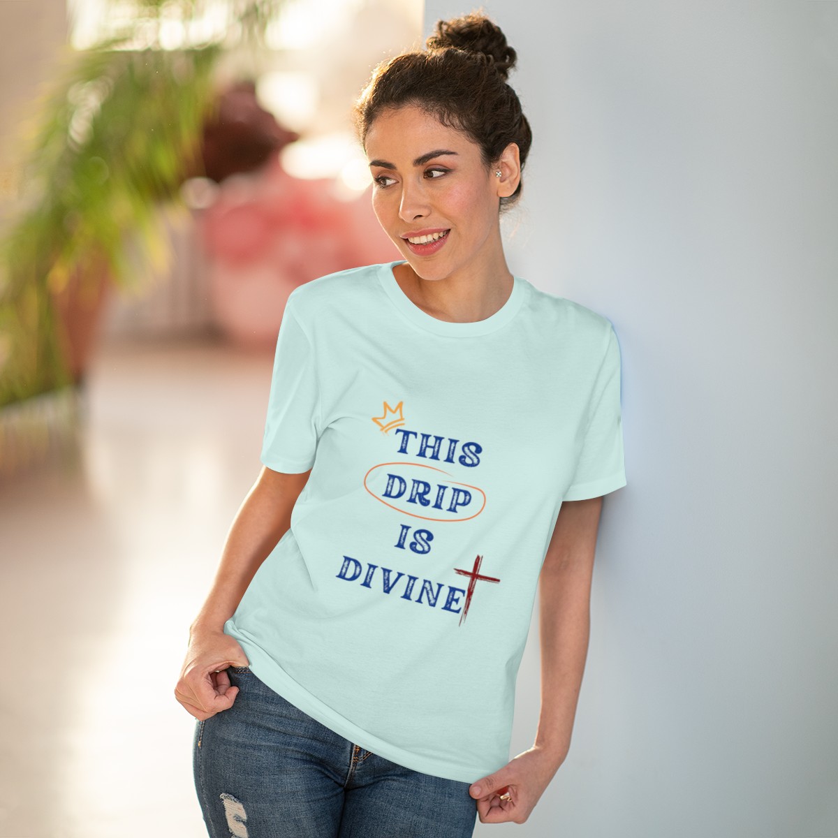 This Drip is Divine! - Organic 100% Cotton T-Shirt - Unisex - Caribbean Blue 6