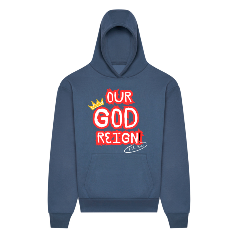 Our God Reigns - hoodie 440 GSM - airforce blue - front